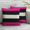thumbnail image 3 of Shangniulu Striped Throw Pillow Covers Hot Pink Black Stripes Pillow Covers Aesthetic Geometric Soft Cushion Cases For Kids Women Rustic Bedroom Home Office Sofa Bed White, 3 of 5