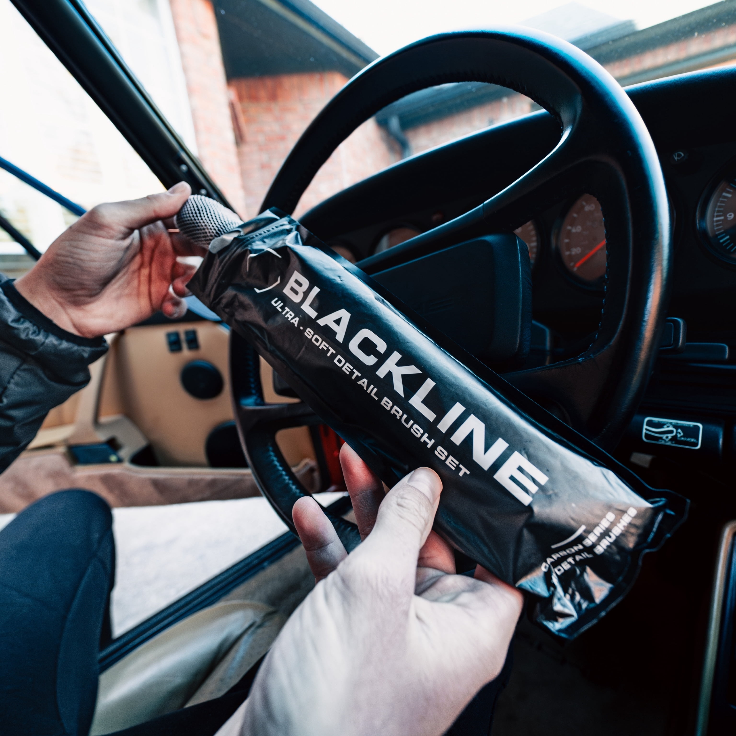 Blackline Car Detail Brushes- Luxury Car Detailing Brush Set for Interior and Exterior - Best Auto Detailing Brushes - Premium Car Detailing Brushes (Ultra Soft Bristles)