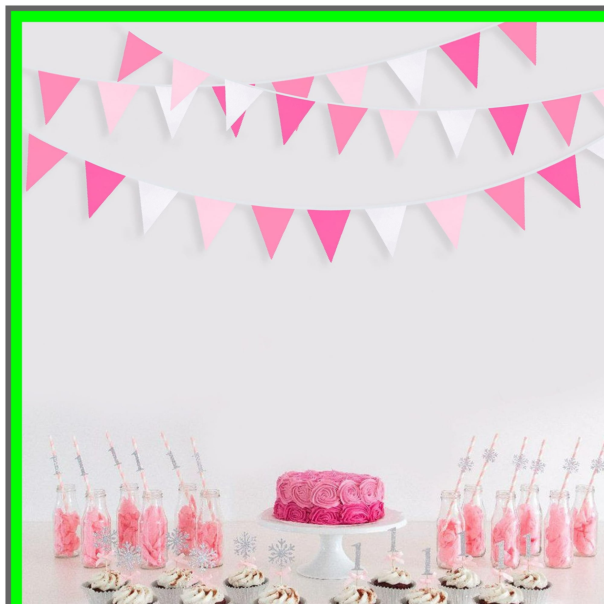 10M/32Ft Triangle Bunting Banner, 36 Pcs Cotton Fabric