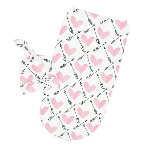 Newborn Baby Cartoon Swaddle Blanket Receiving Blanket Swaddle Wrap Hat Outfits