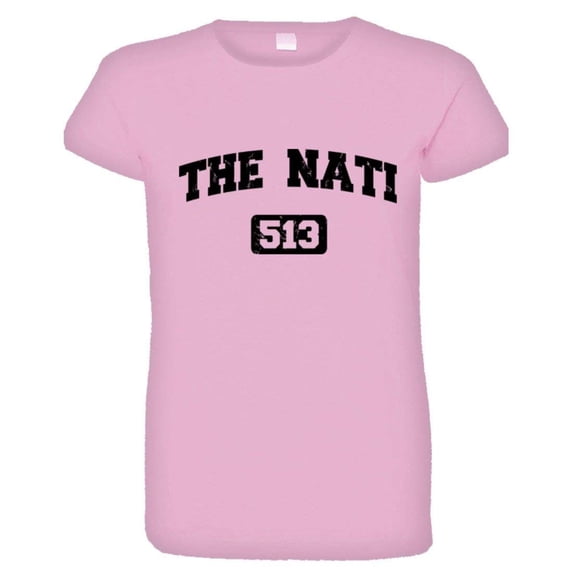 PleaseMeTees™ Womens Cincinnati 513 The Nati Area Code Distressed HQ Tee