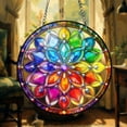thumbnail image 2 of Mandala Stained Glass Suncatcher Colorful Window Hanging Decor Chakra Lotus Sun Catcher Boho Spiritual Gift Home Decor Gifts, 2 of 9
