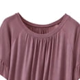 thumbnail image 4 of YUGYXL Womens T Shirts Ruffle Short Sleeve Crew Neck Loose Casual Summer Tops Pleated Front Comfy Soft Summer Clothing Silver Tops XL, 4 of 5