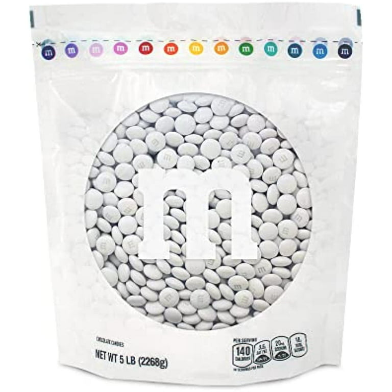 My M&M's Milk Chocolate White Bulk Resealable Pack for Candy Buffet, Wedding, Graduation Favor, Birthday Parties, Theme Meetings, Candy Bar, Tasty