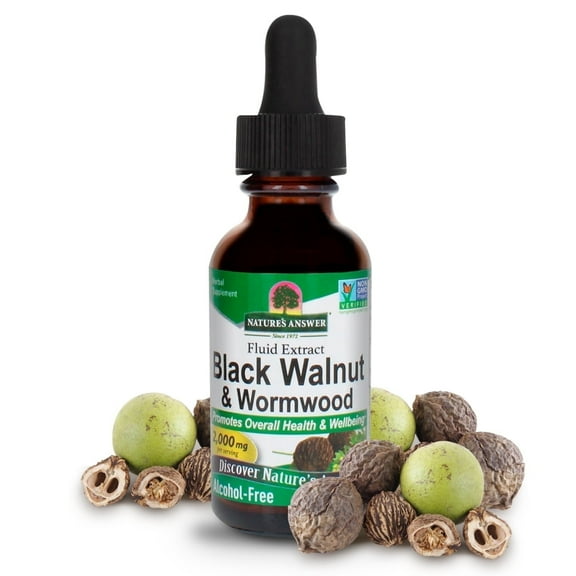 Nature’s Answer Black Walnut & Wormwood 2,000 mg, Alcohol-Free Herbal Supplement, 1 fl oz