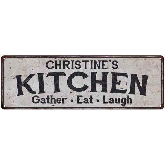 CHRISTINE's Kitchen Rustic Chic Decor Gift 8x24 Sign 108240051966