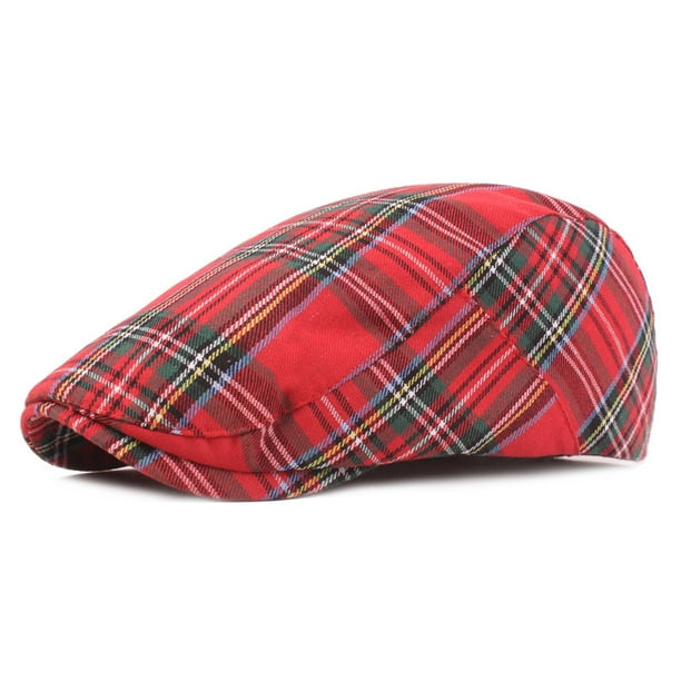 Scottish Pattern Duck tab Cap Ladies Men Scottish Cloth Duck tab Cap Ladies Literary Beret Youth Hat Walmart