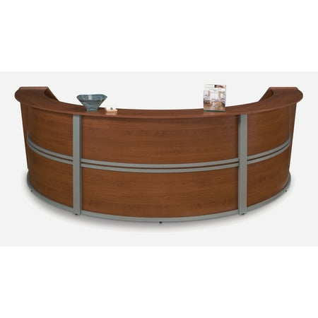 OFM Marque Series Model 55293 Triple Unit Reception Station, Cherry with Silver Frame