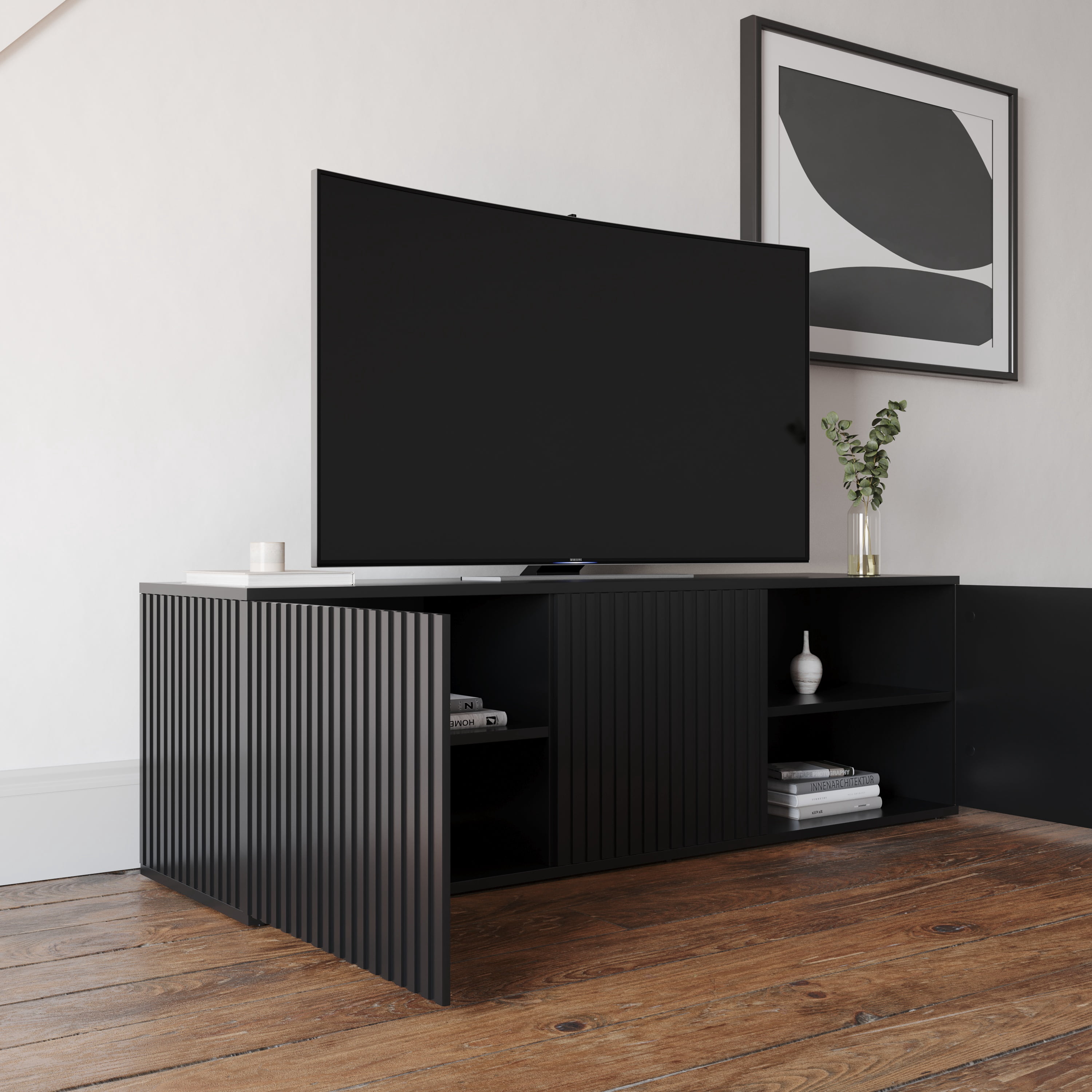 Nexera Trelisse TV Stand for TVs up to 60 inches, Black
