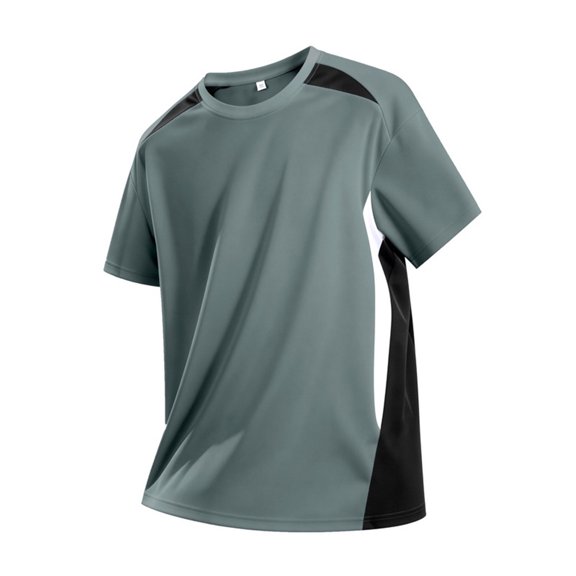 XIYON Men's T-Shirts 2026 Summer Color Block Silk Short Sleeve T Shirt Mesh Loose Fitting Running Breathable Beach Vacation Top