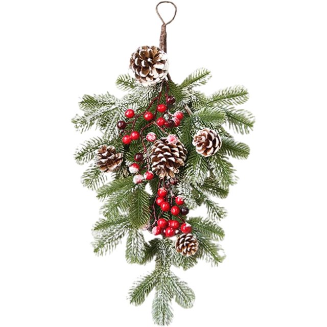 Botín De Lágrima De Navidad Artificial, Cono De Pino Mixto Y Bayas Para Puerta Delantera, Pared, Ventana, Decoración De Vacaciones, Adornos Colgantes Scienceny HA038837-00
