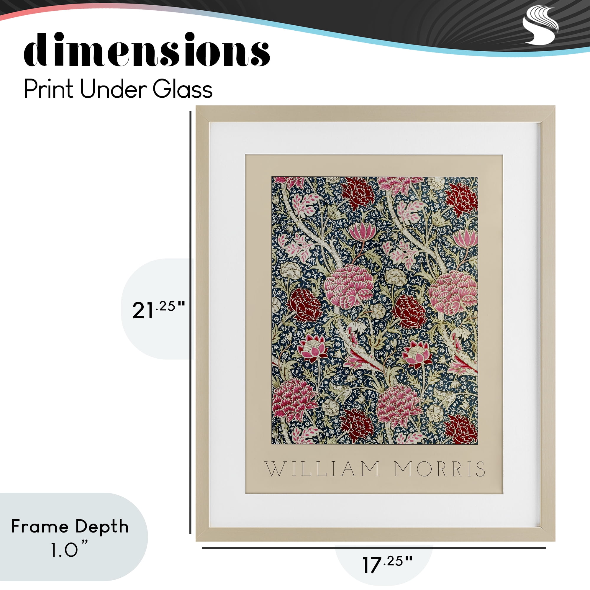 Stupell Industries Ornate Intertwined Flower Classic Birch Framed Print Under Glass, design by Lil' Rue