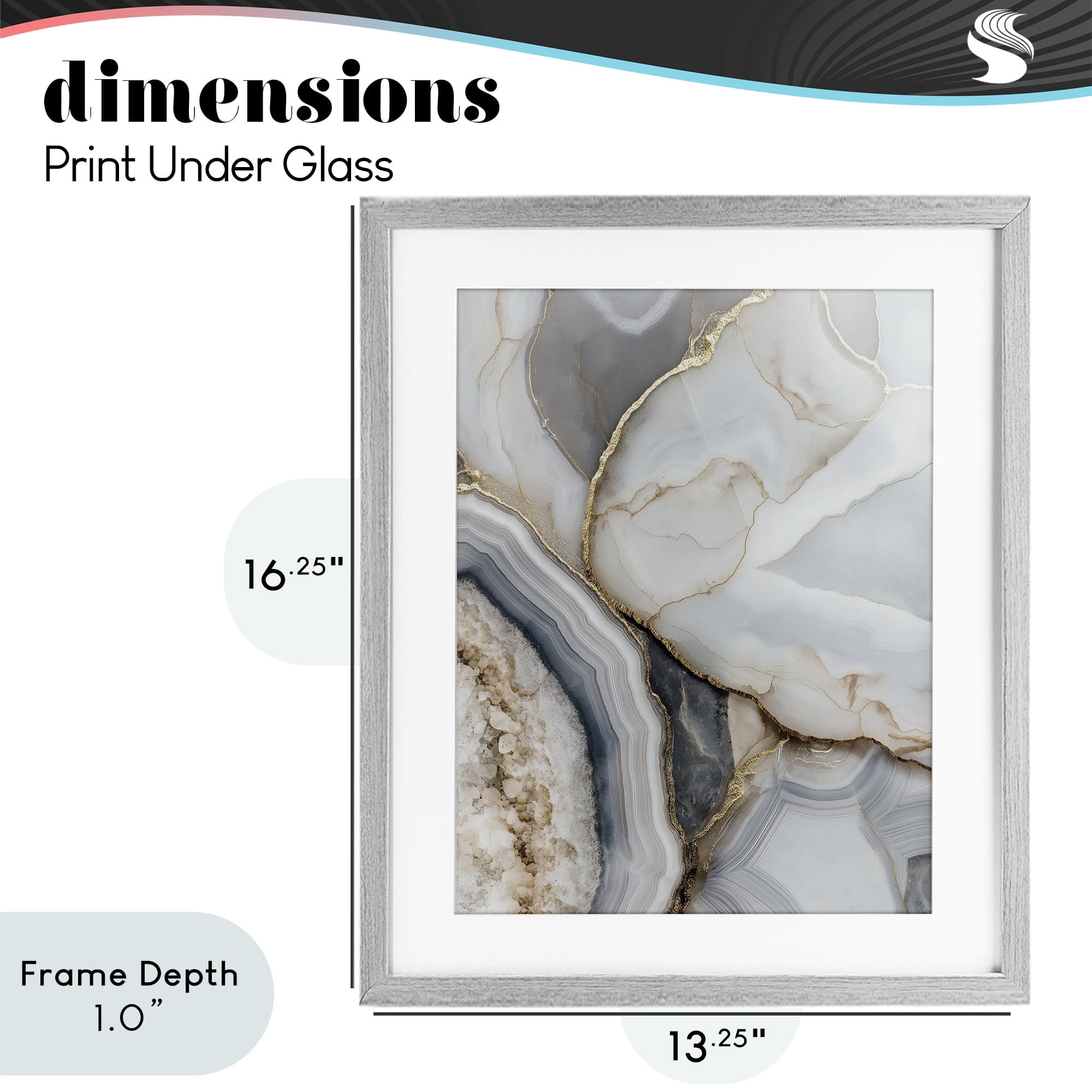 Stupell Industries Mineral Elegance Granite Gray Framed Print Under Glass, design by Svetlana Aleynikova