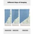 thumbnail image 4 of Blue Burlap Texture Swag Valances for Windows, Farmhouse Vintage Blue Rod Pocket Sheer Valances for Large Windows, Swag Toppers Light Filtering for Kitchen Living Room 2 Panels 36''x63'', 4 of 6
