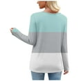 thumbnail image 6 of jobturf Long Sleeve Shirts for Women Dressy Casual Asymmetric Square Neck Striped Tunic Tops Fall Spring Fashion Decorative Buttons Blouses, 6 of 8
