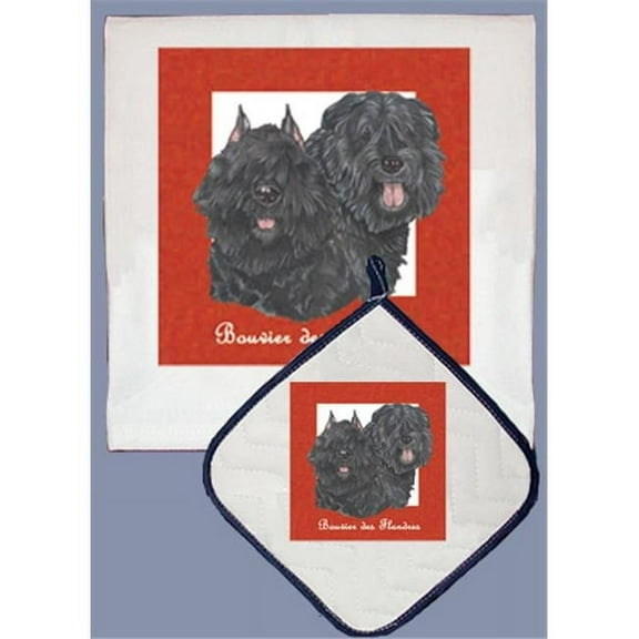 Pipsqueak Productions DP502 Dish Towel and Pot Holder Set - Bouvier Des Flanders