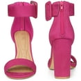 thumbnail image 2 of Sandalias de tacón en bloque con tiras en el tobillo y punta abierta para mujer Rosa caliente 40, 2 of 6