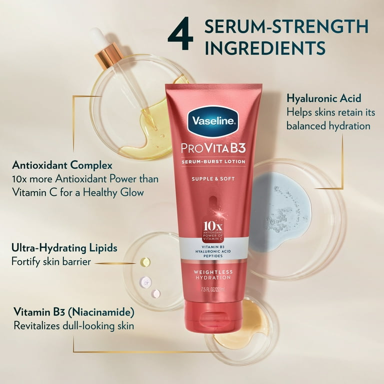 khasiat hand body l-glutathione Vaseline Pro VitaB3 Serum Burst Hydrating Lotion Lightweight 10x Antioxidant Power of Vitamin C with Vitamin B3, Hyaluronic Acid & Peptides, 7.5 oz BPC 157 Peptide: What