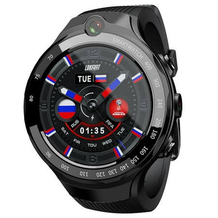 LOKMAT LOK02 4G LTE Smart Watch Phone Android 7.1 Quad Core 1.3GHz 1GB+16GB 5MP+5MP Dual Camera 1.39-Inch HD Corning Gorilla Glass AMOLED Display Watch BeiDou Positioning Nano SIM WiFi BT4.0 Life (Android Phone With Best Battery Life 2019)