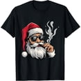 thumbnail image 2 of 100% Cotton Cool Santa Smoking Cigar Funny Holiday Christmas Design T-Shirt, 2 of 5
