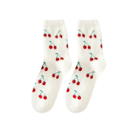 

Youth Soccer Socks Women Coral Socks Medium Tube Floor Socks Fresh Fruit Print Socks Socks Men Lime