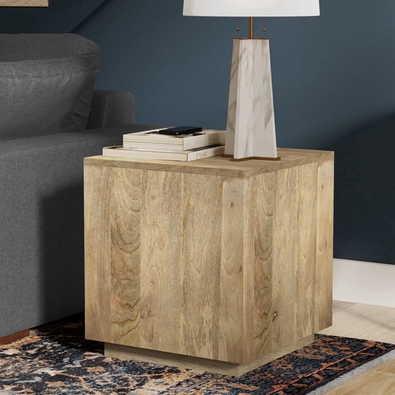 Simpli Home Lockhart 20 inch Wide Solid Mango Wood Contemporary Side Table in Natural