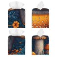 thumbnail image 2 of Yiaed Vintage Blue Leaf Mushroom Print Tissue Box Cover, PU Leather Decorative Organizer for Tabletop, Bathroom, Car, Office Creative Decorative, 2 of 7