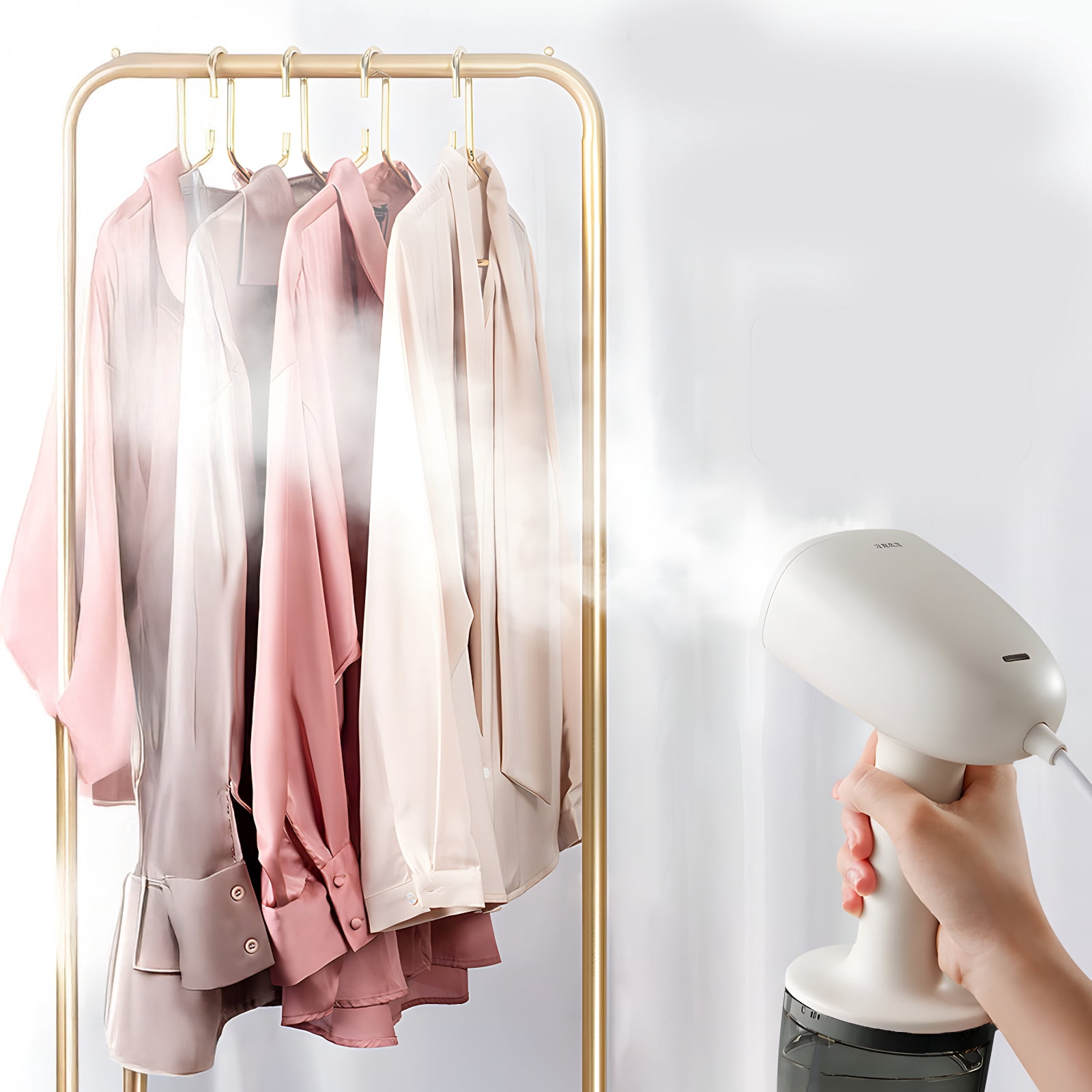 Handheld Clothes Steamer for Home and Travel, Portable Mini Garment Steamer, 1000W Powerful Steam, 0.03 oz (260ml) Water Tank, Quick Wrinkle Removal, White and Gray
