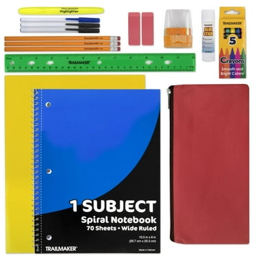 20 Piece Stationary Kits Containing 1 Spiral Notebook, 1 Colored Folder, 3 Ballpoint Pens, 3 Pencils, 5 Crayons, 2 Erasers, 1 Pencil Case, 1 Sharpener, 1 Metric Ruler & More!