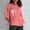 Pink, variant on Patlollav Womens Blouse Casual 3/4 Sleeve Round Neck Cotton Linen Print Solid Tops
