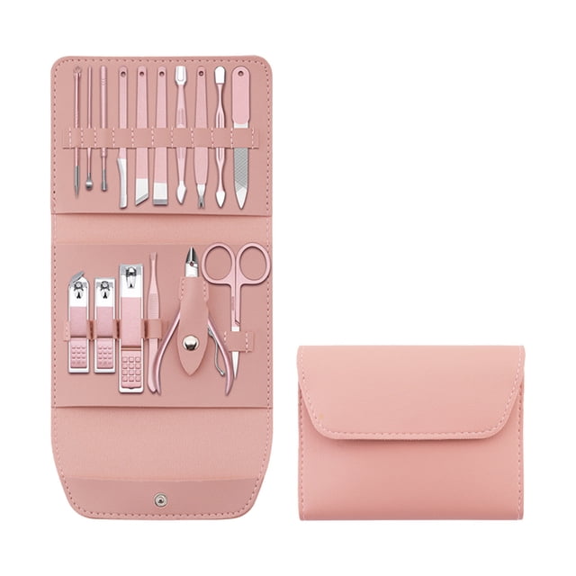 Xihbxyly Juego de Cortaúñas, Kit de Manicura Portátil de 16 Piezas, Herramientas de Acero Inoxidable para El Cuidado de Las Manos, Estuche de Cuero Exquisito para Facilitar Su Transporte, Perfecto pa