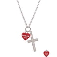thumbnail image 2 of Delight Jewelry Acrylic Red "Dream On / Bite Me" Heart I Have Plans for You Engraved Cross Zoey Necklace, 28", 2 of 4