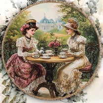 HELLOYOUNG Vintage Victorian Metal Wall Sculpture - Round Foil-Engraved Tin, Halloween Christmas Gift for Home Decor