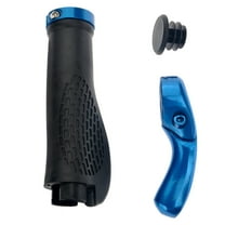 Ergonomic MTB Mountain Road Bike Anti-slip Lock-On Ox Horn Bar End Handlebar Grips - One Pair (Blue)