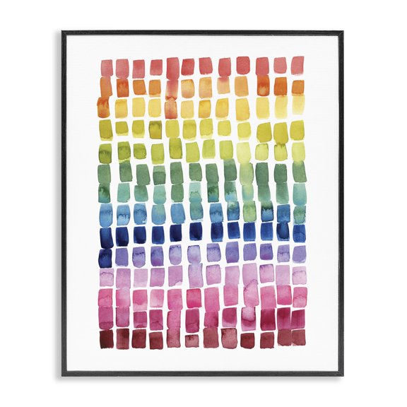 Stupell Industries Eclectic Modern Rainbow Abstraction Geometric Block Tiles Black Framed Giclee Art, 11 x 14, by Grace Popp