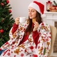 thumbnail image 3 of Holiday Christmas Fleece Throw Blanket- 60 x 50 Plush Red Green Gingerbread Men Candy Cane Tree Snowflake Star Design Accent for Sofa Couch Chair Bed or Dorm, 3 of 4