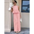 thumbnail image 6 of Women'S 2 Piece Gingham Set Summer Outfits Ruffle Tank Top and Wide Leg Pants Matching Lounge Set Pink S, 6 of 10
