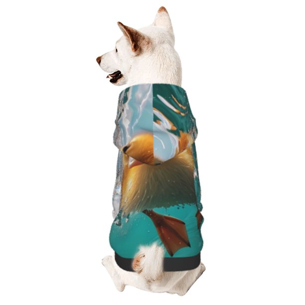 Fotbe Underwater Swimming Duck Sudadera con Estampado para Perros Pequeños – Suéter con Capucha para Mascotas, Tela Suave de Forro Polar con Bolsillo-XX-Large