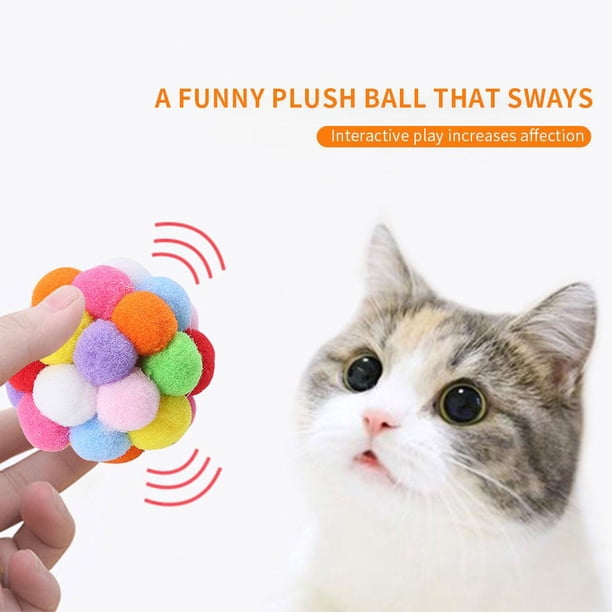 Juego interactivo de pelota de gato hecho a mano juguetes de pelota de campana para todas las mascotas (multicolor) Sywqhk Libre de BPA