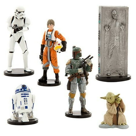 Disney Star Wars Collectible Figures Toy Playset Theme Park Exclusive - The Empire Strikes Back - Luke Skywalker, R2-D2, Yoda, Stormtrooper, Han Solo, Boba Fett