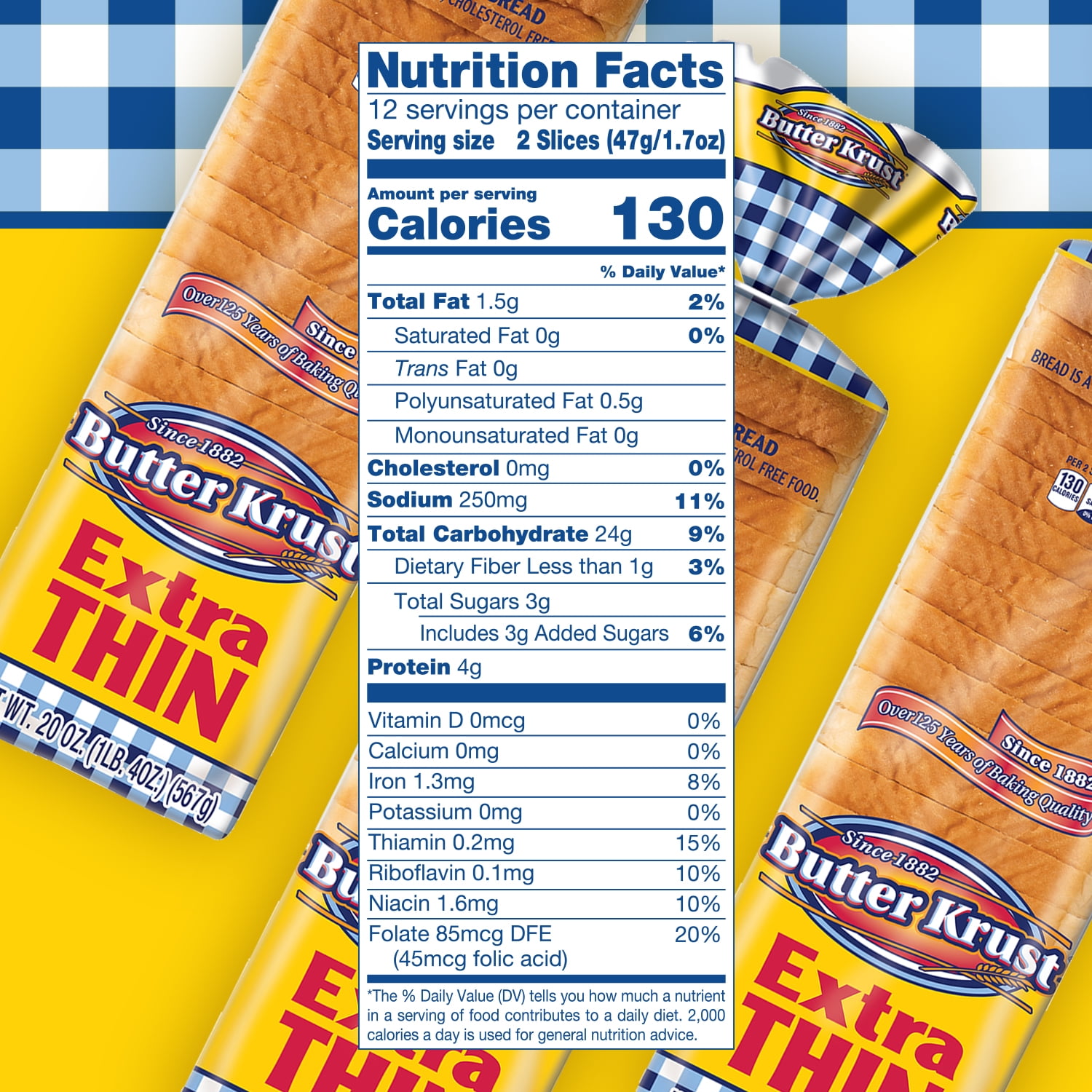 Butter Krust Extra Thin Bread, Thin Sliced White Bread Loaf, 20 oz, Shelf-Stable
