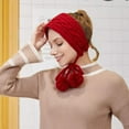 thumbnail image 2 of Winter Tie Knitting Warm Ear Protector Plush Hair Ball - Khaki, 2 of 6