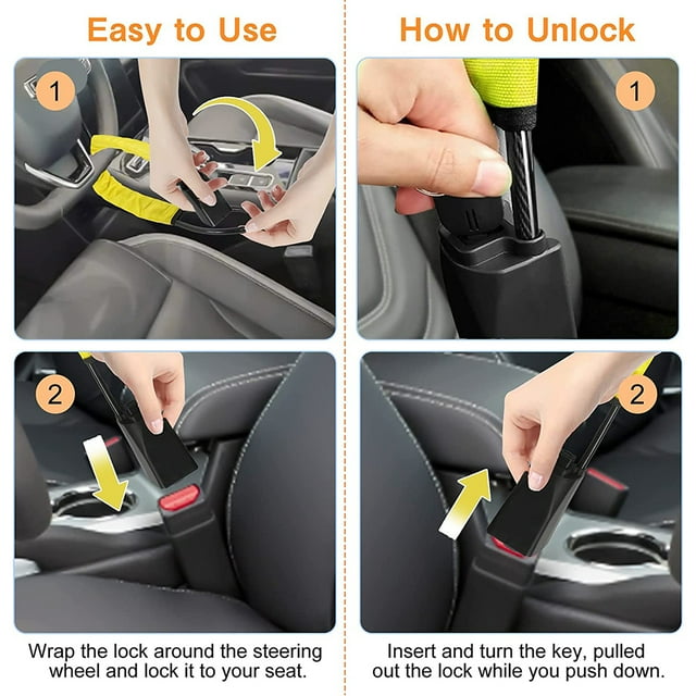 Becaristey Verrou de Volant Outils de Prévention Anti-Vol Universel Excellente Performance Accessoires d'Automobile Siège Portable Noir