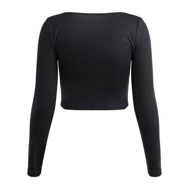 WEAIXIMIUNG Women's Long Sleeve T-Shirts Black Women's Sexy Casual