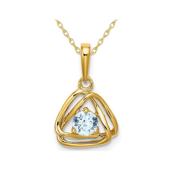 1/4 Carat (ctw) Natural Aquamarine Dangle Pendant Necklace in 14K Yellow Gold with Chain