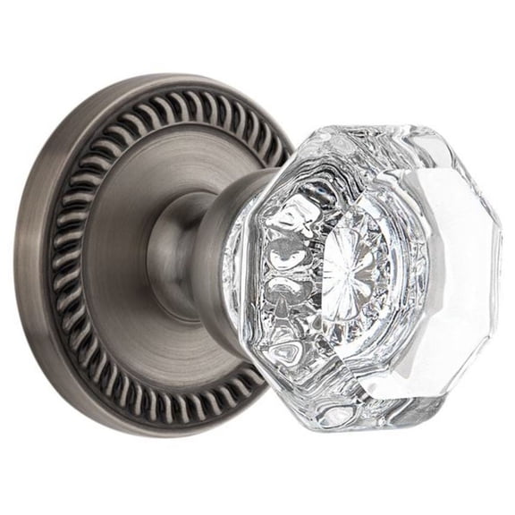 Grandeur 813122 Newport Solid Brass Rose Passage Door Knob Set - Grey
