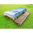 thumbnail image 1 of Winter Outdoor Tablecloth, Little House below the Majestic Mountains in the Winter Ice Blizzard Frozen Cold Weather, Decorative Washable Fabric Picnic Tablecloth, 58 X 104 Inches, Blue, by Ambesonne, 1 of 2