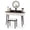 White and Brown, variant on 47 Inch Modern Makeup Vanity Desk Set with 3 Color Round LED Mirror, Dressing Table with 4 Storage Drawers & Padded Stool for Bedroom,White and Black