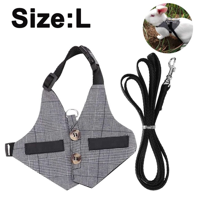 Rabbit Vest Harness and Leash Set Adjustable Formal Suit Style for Bunny Kitten Small Animal Walking