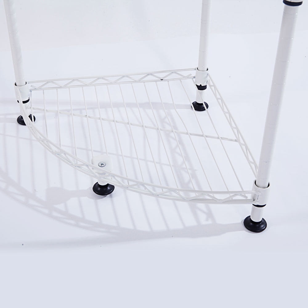 Kepooman 4-Layer Plastic Triangle Corner Shelf, White Kepooman 4-Layer Plastic Triangle Corner Shelf, White